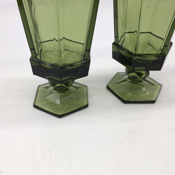 Vintage Fostoria Virginia Green Footed Iced Tea Glasses Set Of 2  Green EUC - Picture 3 of 3